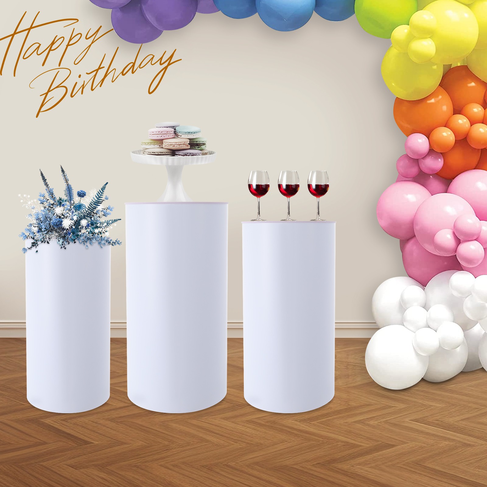 3Pcs Round Cylinder For Decoration& Birthday Parties, Wedding Round Cylinder