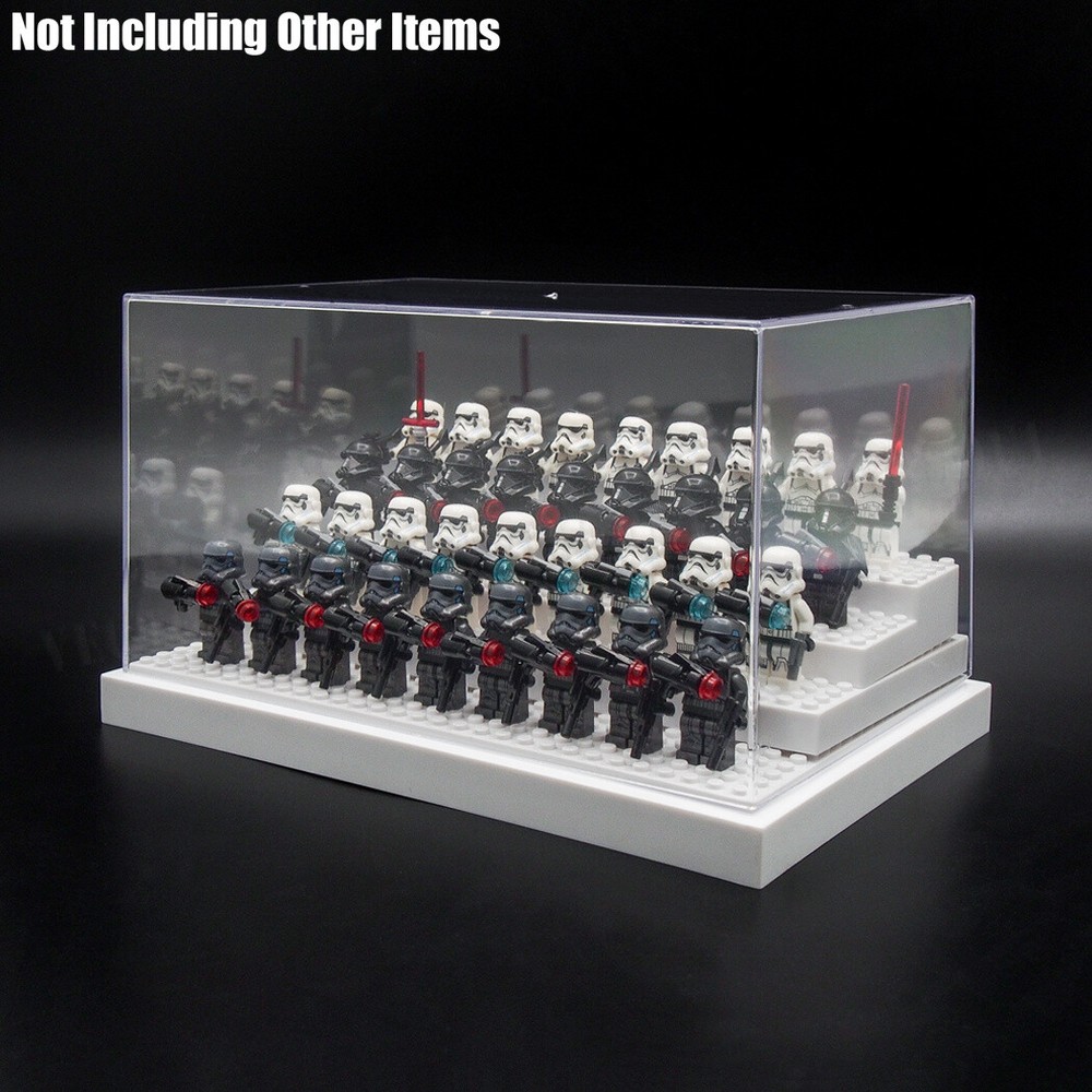 US White Acrylic Display Case Box 4 Steps For Building Blocks Plastic Base 24cm