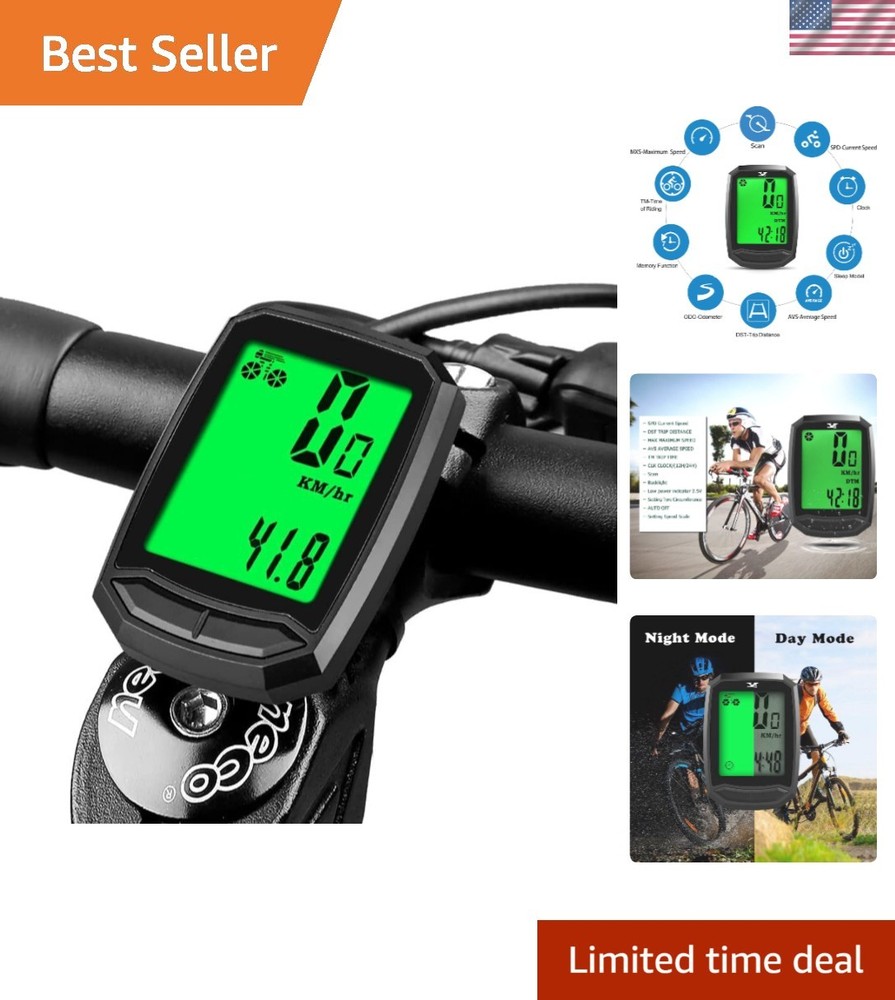Lightweight Waterproof Wireless Cycle Speedometer with Easy Install & Backlight