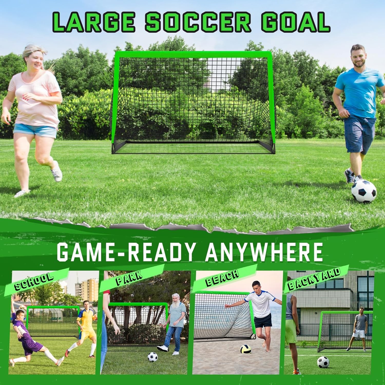 KTRIO 6x4 ft Soccer Goal for Backyard, Portable Soccer Net, Large Foldable Socce