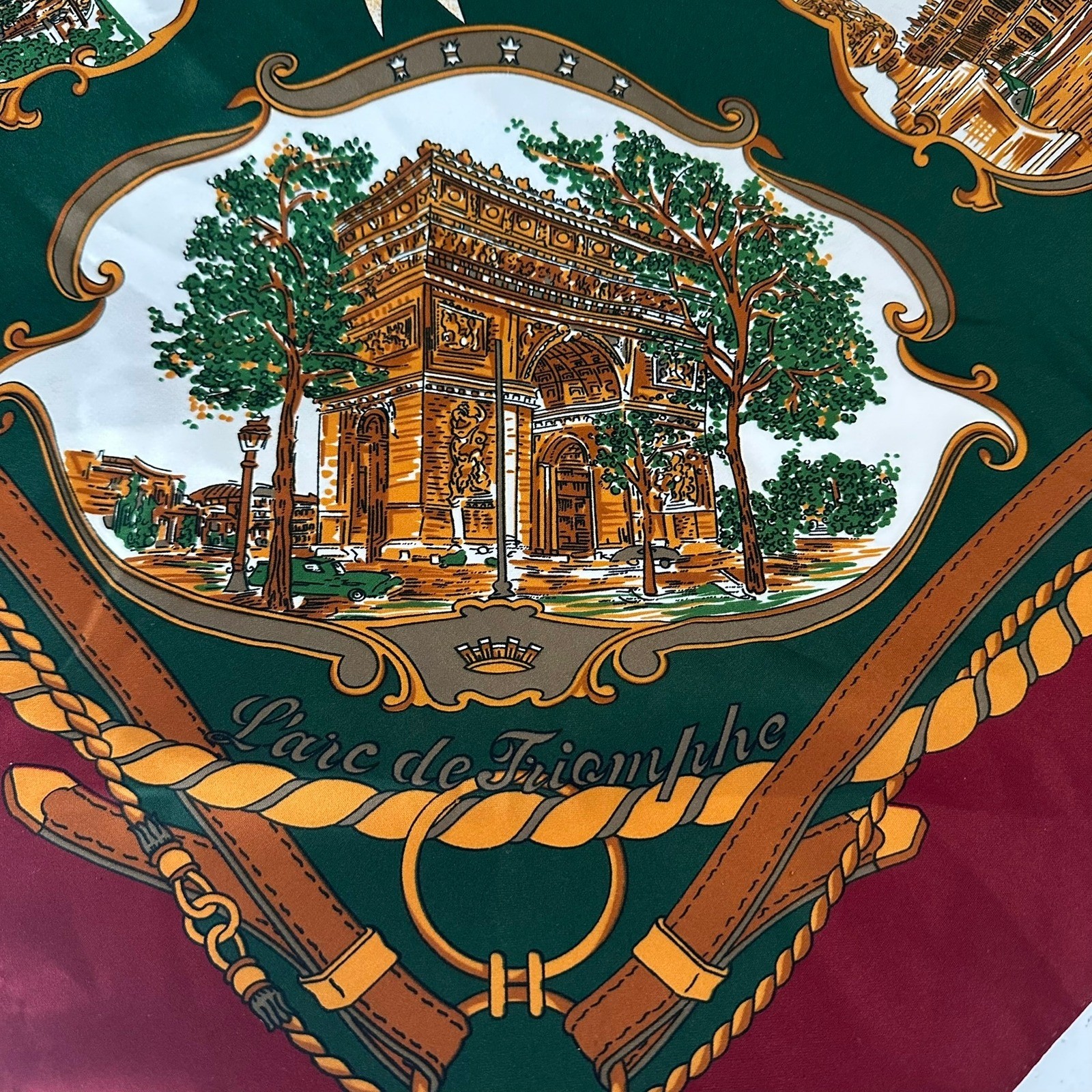 Womens Vintage Paris Scarf Souvenir De Paris Eiffel Tower Landmarks Parisian