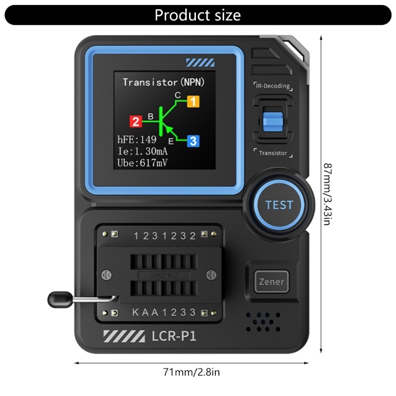 LCRP1 Transistor Tester Multifunction Electronic Component Meter Analysis Tool