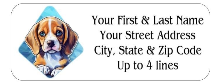 150 Beagle Dog  Blue Background Mailing Return Address Labels Personalized