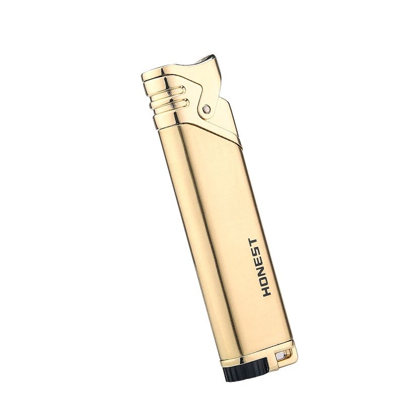 Cigar Lighter With Punch Tool Windproof Blue Flame Refillable Metal Design