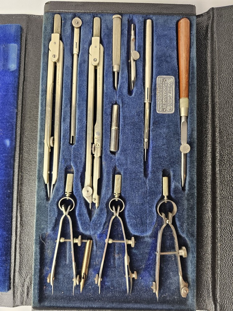 Vintage 1930s Dietzgen Instruments Drawing Instruments Drafting Set Compass Case