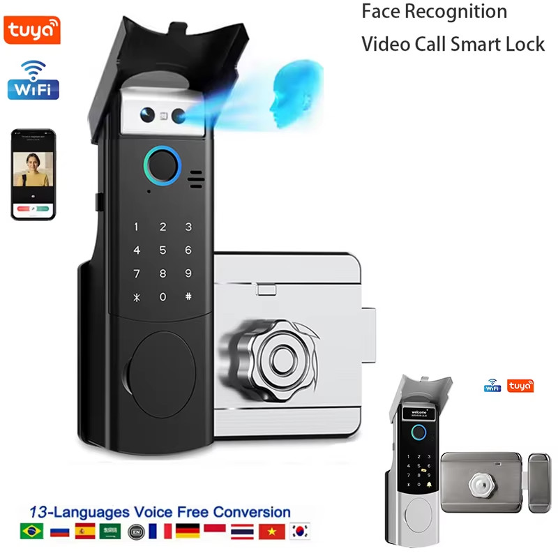 Outdoor Waterproof Smart Tuya Wifi Lock 3D Face Recognition Digital Code Keyless