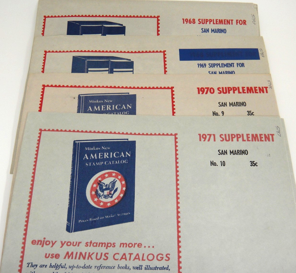 Minkus 1968 1969 1970 1971 San Marino Stamp Album Supplements Lot of 4 NOS