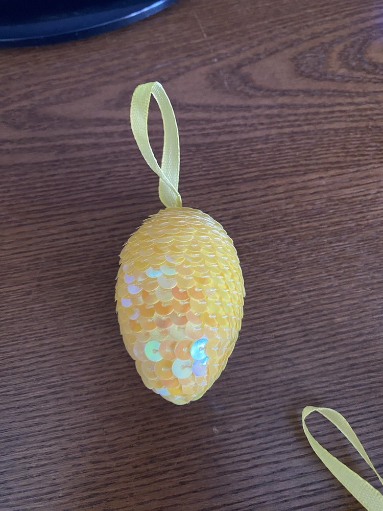 12 BRIGHT SEQUIN EASTER ORNAMENTS 2-1/2"