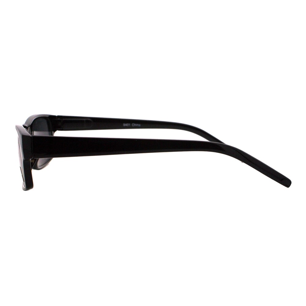 Small Black Rectangular Frame Sunglasses Black Lens Spring Hinge UV 400