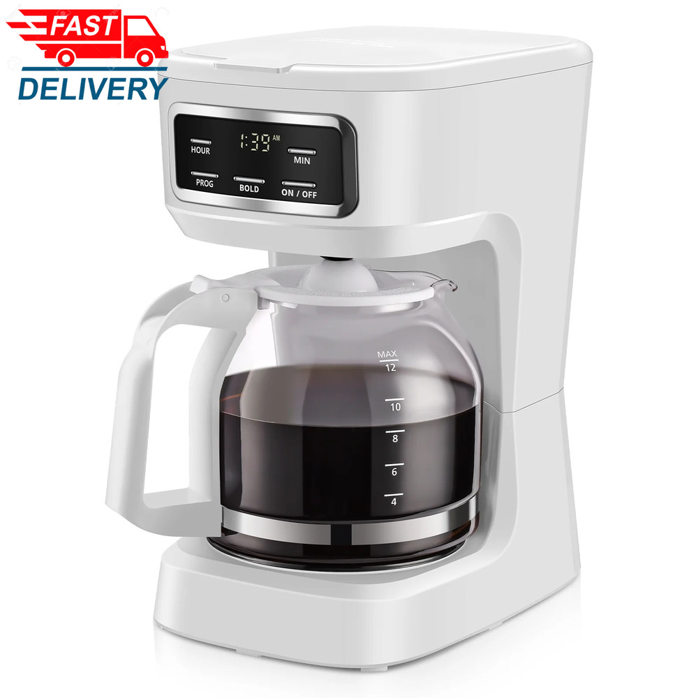 Finish 12-Cup Programmable Coffee Maker, White