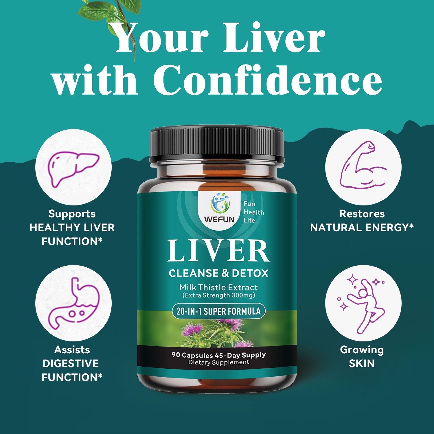 Liver Cleanse Detox & Repair Formula with Premium Milk Thistle - 45 Day Supply
