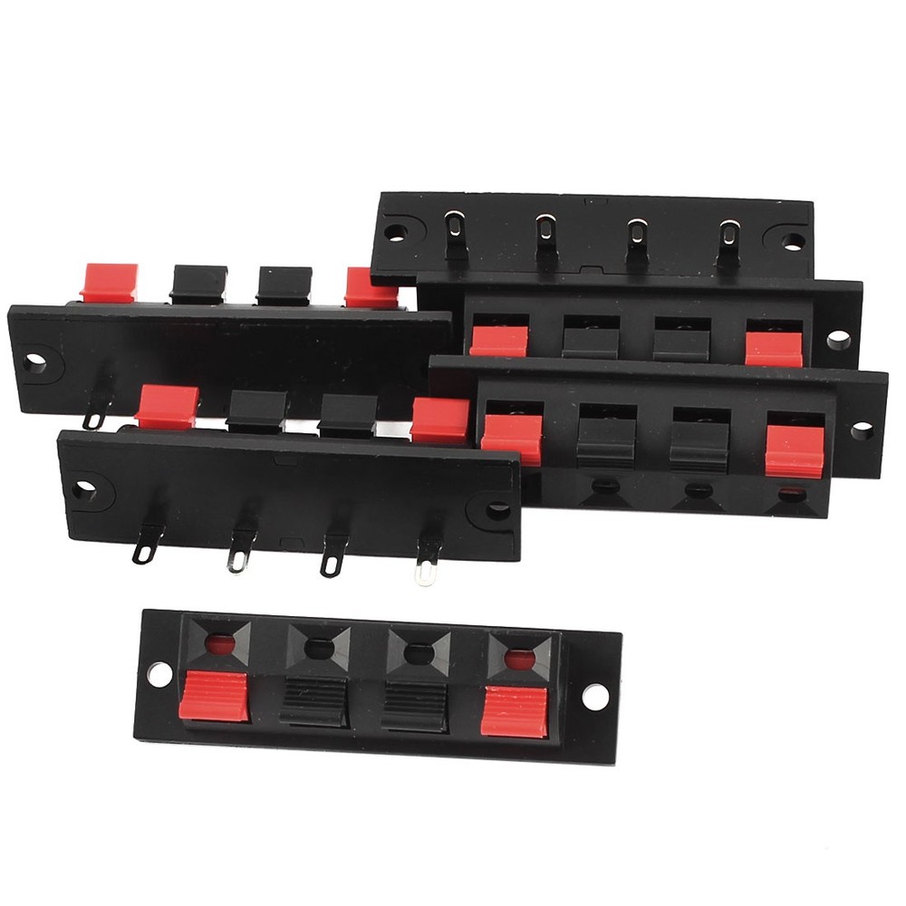 6Pc Audio Cable Single Row 4 Position Push in Jack Speaker Terminals