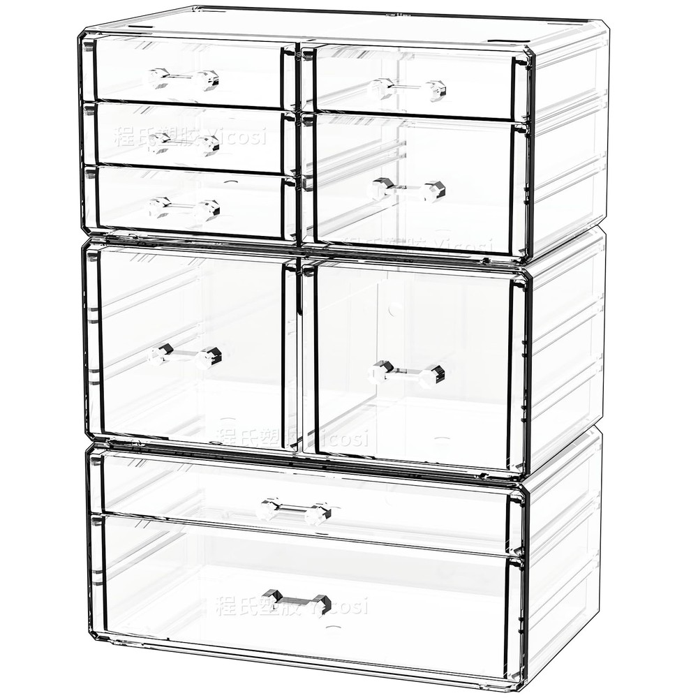 Cq acrylic Clear Stackable Storage Drawers,Plastic Makeup Organizer and Bathr...
