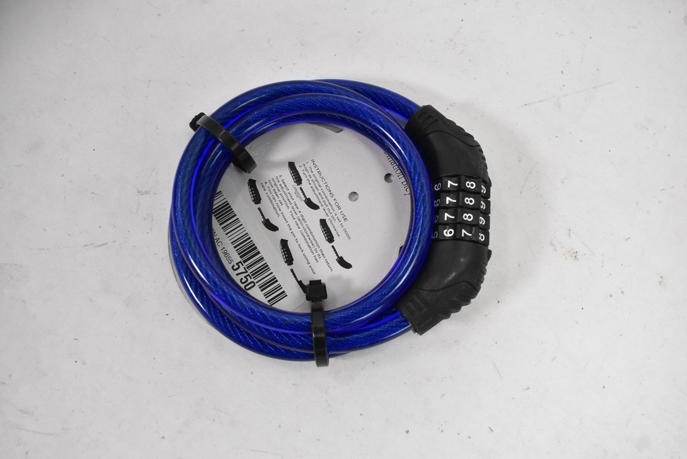 Dependable Essentials 4 Ft Combination Bike Cable Lock Medium Blue Portable