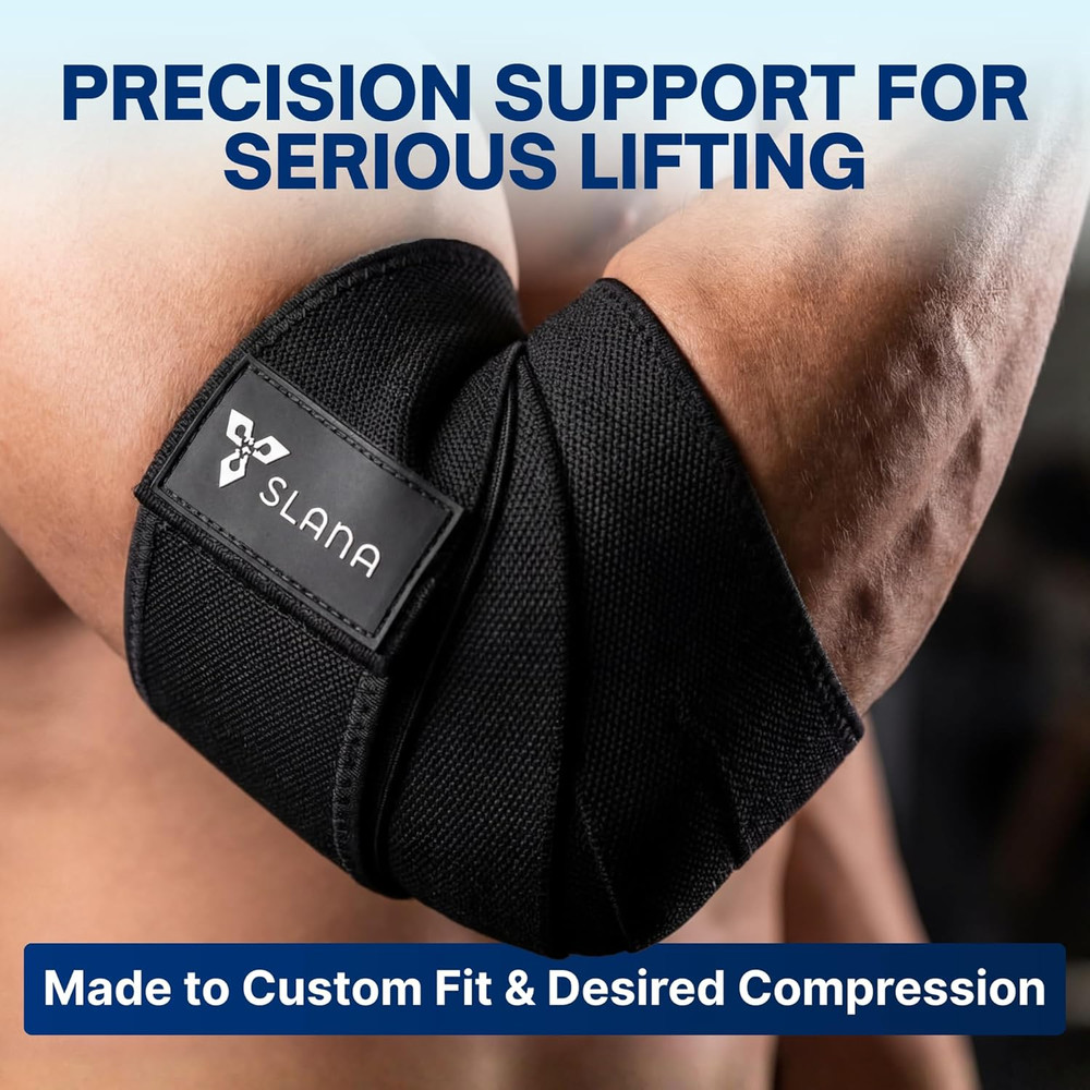 Elbow Wraps for Weightlifting – 40” Long Adjustable Compression - Elbow Sleeves