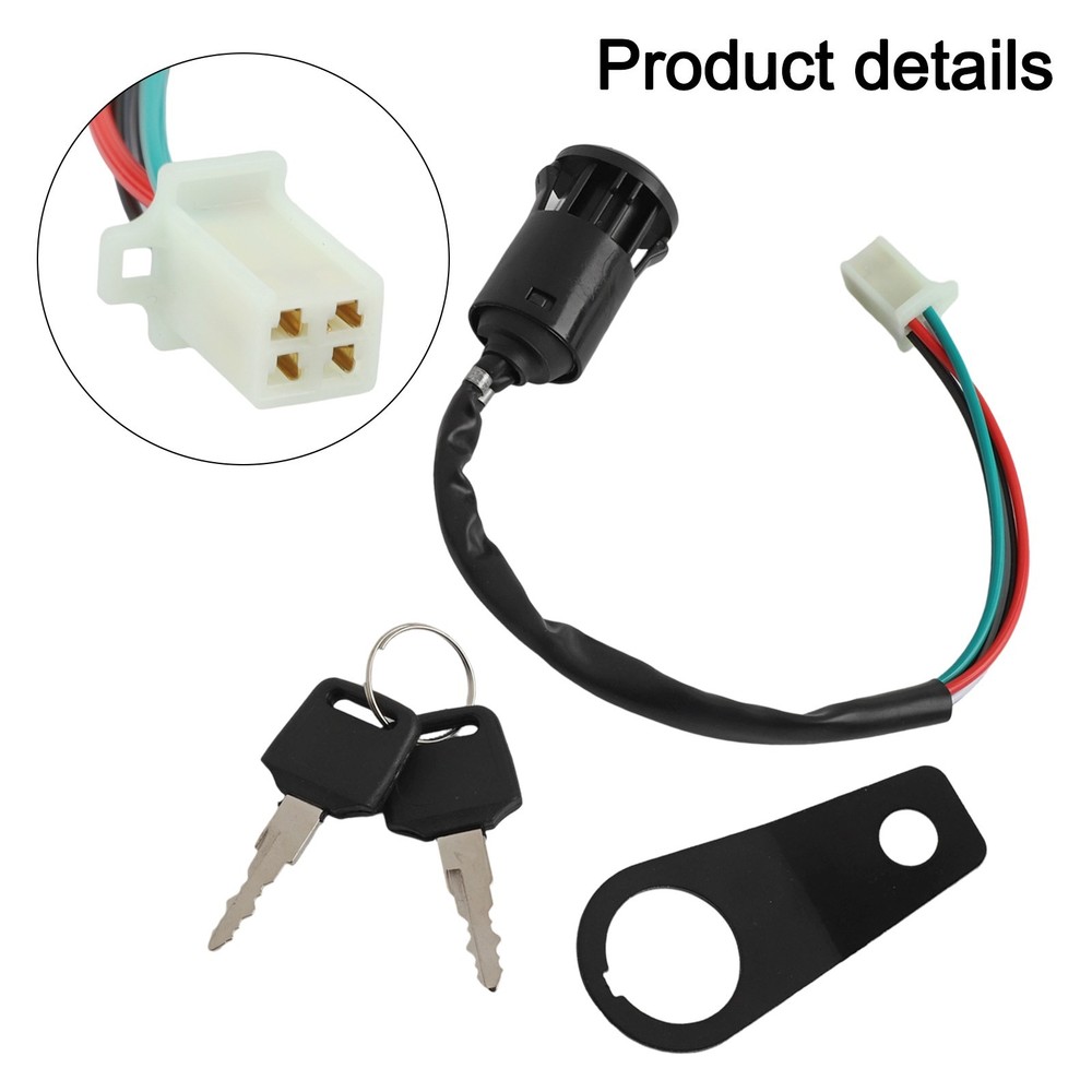 Motorcycle Ignition Switch Key with Mounting Bracket for 50cc to 150cc