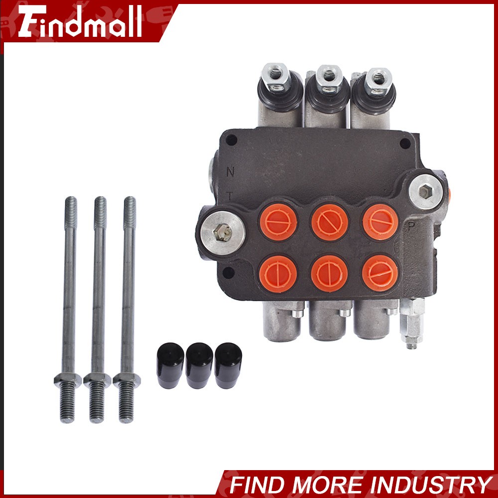 3 Spool 21 GPM Hydraulic Monoblock Double Acting Control Valve SAE Ports NEW