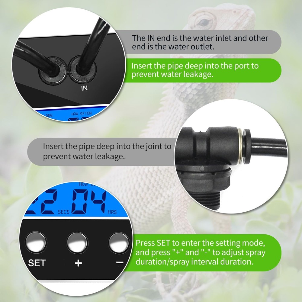 reptile humidifier, LCD with timing function, time length and interval can be...