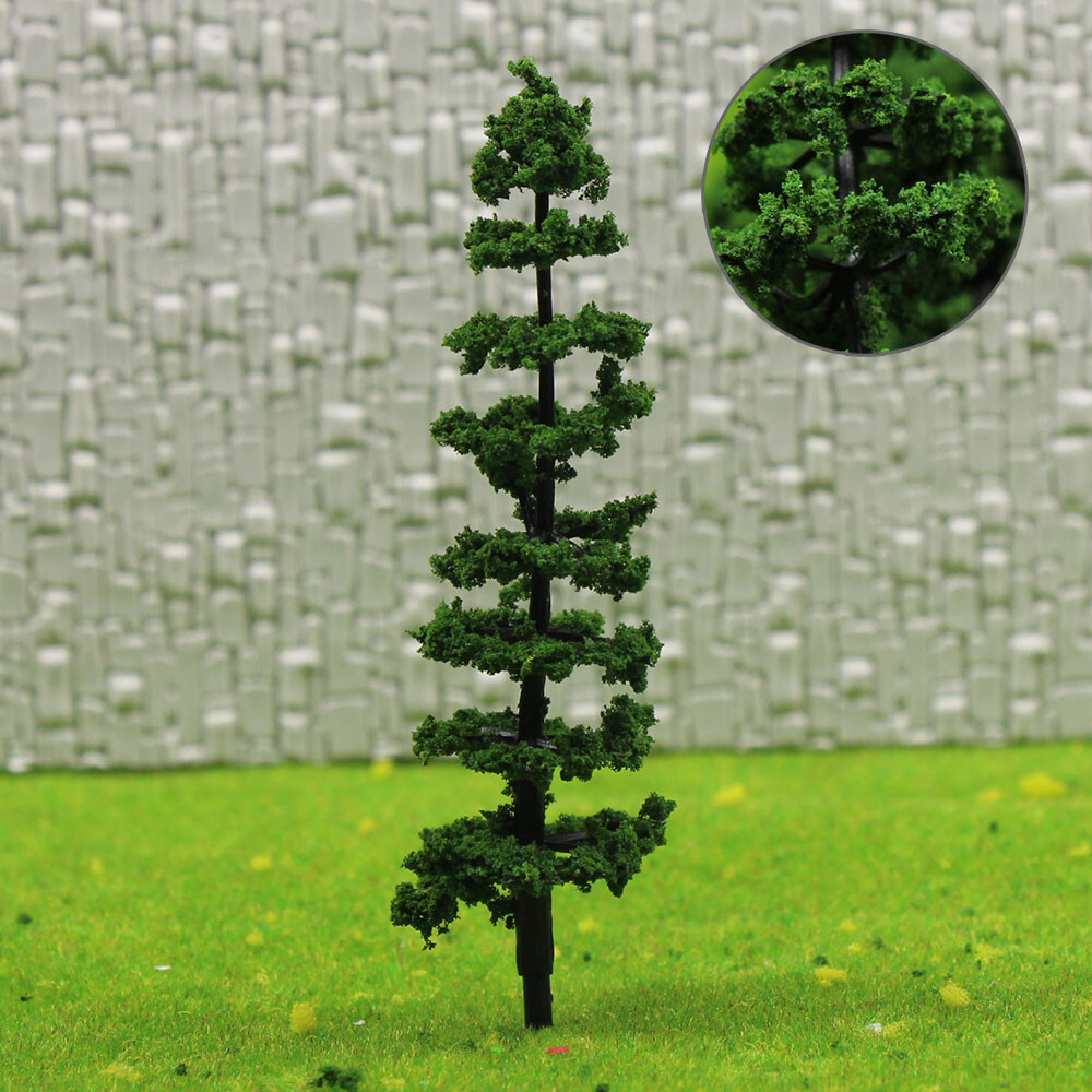 80pcs Model Railway Layout HO OO Scale 1:75 Green Tower Trees 90mm TC90