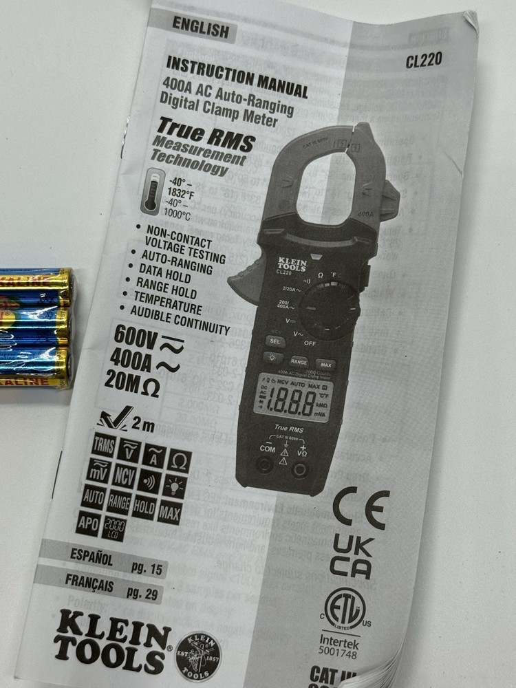 Klein Tools CL800 AC/DC True RMS Auto-Ranging Digital Clamp Meter