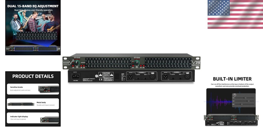 Professional DJ Stereo Graphic Equalizer, 15-Band EQ