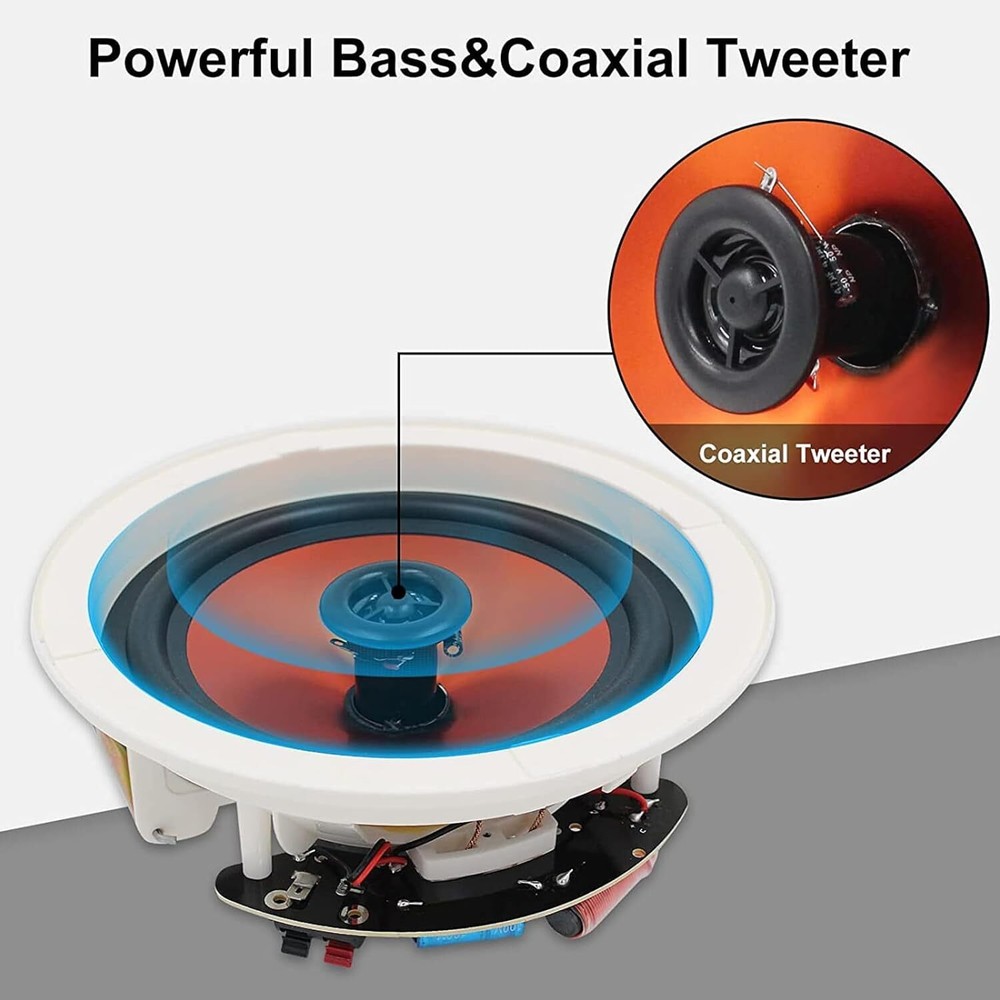 4*Herdio 6.5" Restaurant Cafe Ceiling Speaker Bluetooth Wireless Flush Mount Kit