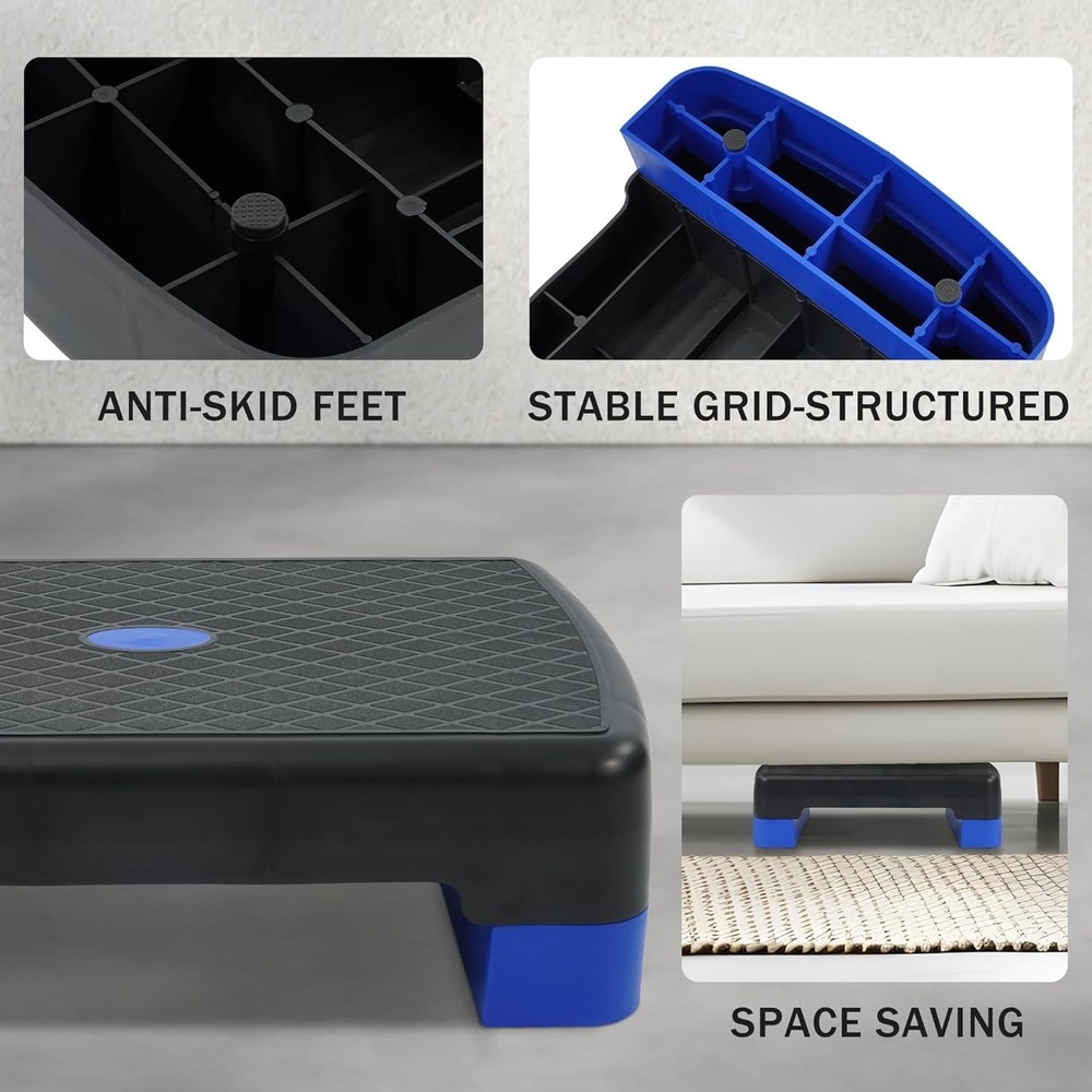 Compact Adjustable Aerobic Step Platform - 440 lbs Weight Limit, Safe & Durable