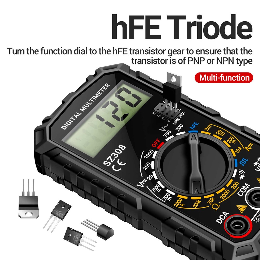 Auto Manual Multimeter for DC AC Voltage Current Resistance Diode Wave Output
