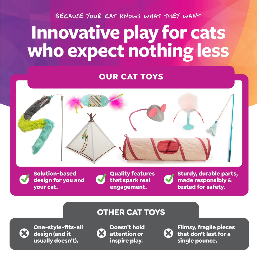 Scratch 'N Spin Cat Toy, Carpet Scratching Post, Interactive Spinning Wand, Mult