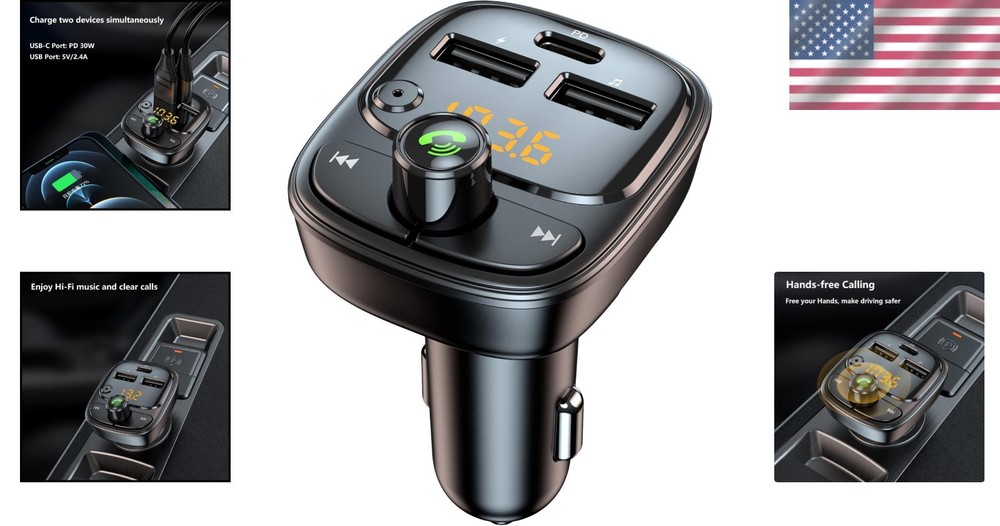 Advanced Bluetooth 5.3 Car Adapter with Fast Charging & Noise-Canceling Features