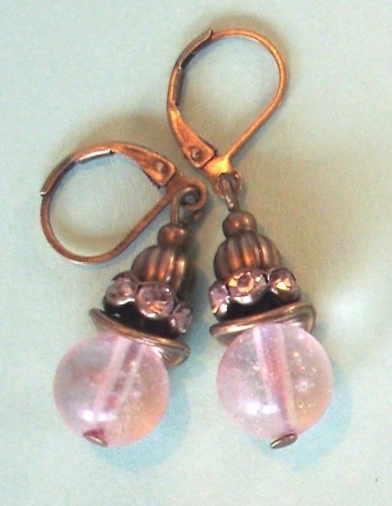 cloudy QUARTZ & crystal ring earring BRONZE handcrafted OPL