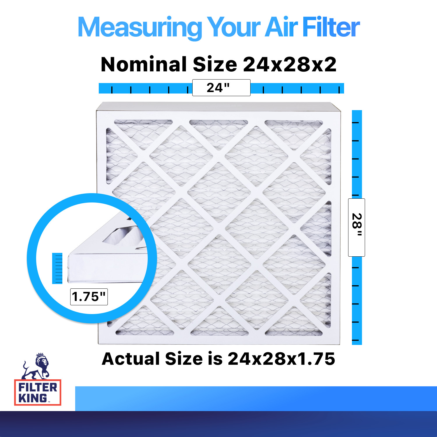 Filter King 24x28x2 Air Filter 6-PACK MERV 8 Actual Size 24 x 28 x 1.75"