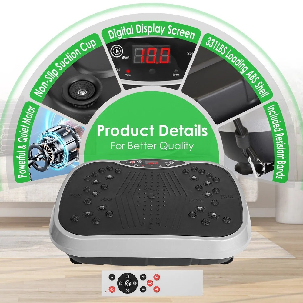 Vibration Plate Exercise Machine with Resistance Bands & Remote Control
