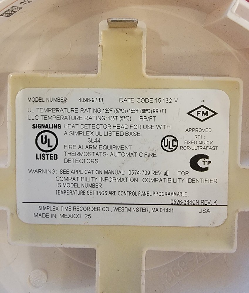 Simplex 4098-9733 Heat Detector Head