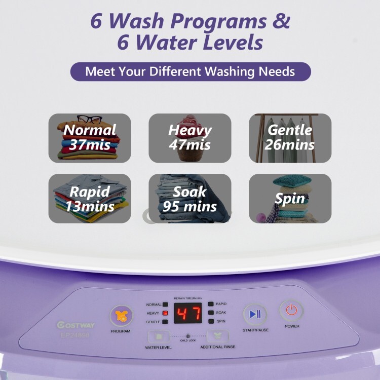 8lbs Washing Machine Fully-Automatic Portable Compact Laundry With Drain Pump