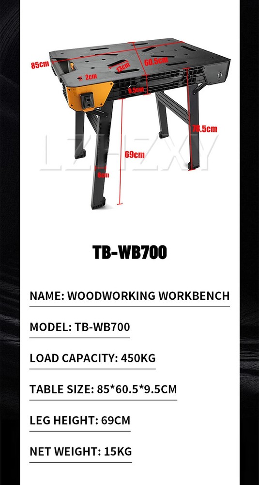 Quick Fold Storage Workbench Heavy Duty with Scale Construction Tabletop
