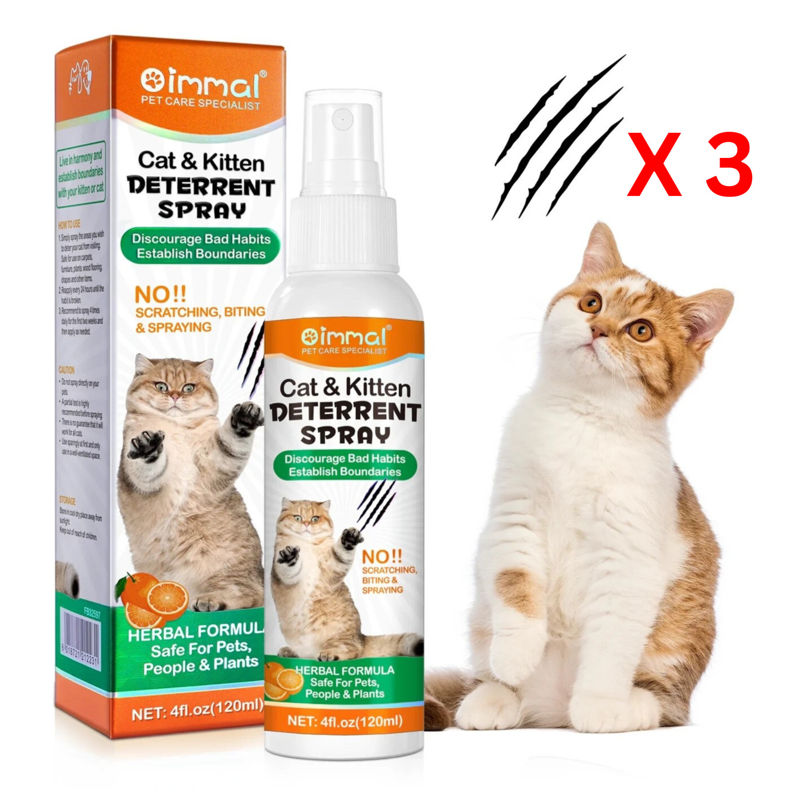 2-in-1 Cat & Kitten Training Cat Deterrent Spray for In/Outdoor Qty 3 EXP 01/26