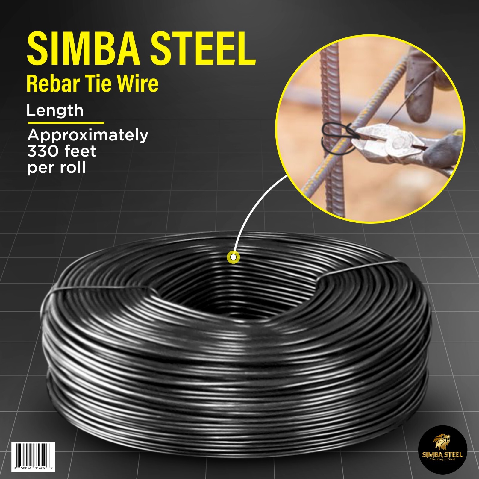 Lot of 2 x 3.5 lb Black Annealed Rebar Tie Wire 16 Gauge, (660ft) SIMBA STEEL