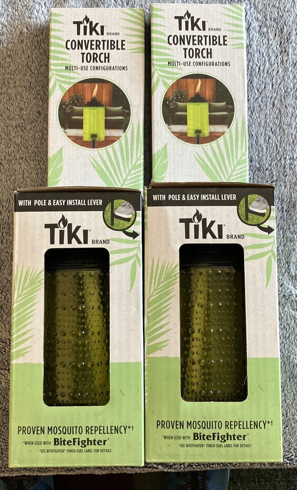 2 Green-Convertible Tiki Torches-Multi Use