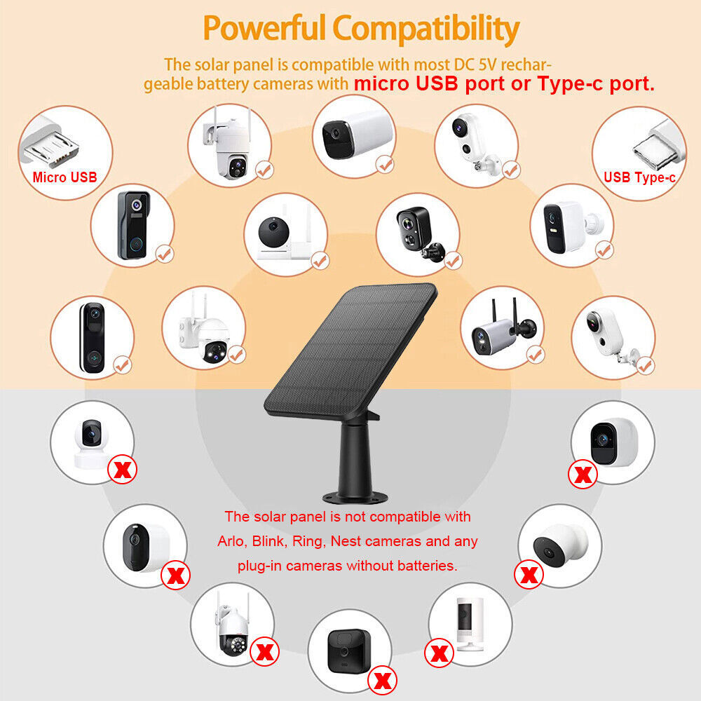 4W Solar Panel Mount Bracket Power Cable Kit for Eufy Eufycam Cam E/2C/E/2 Pro