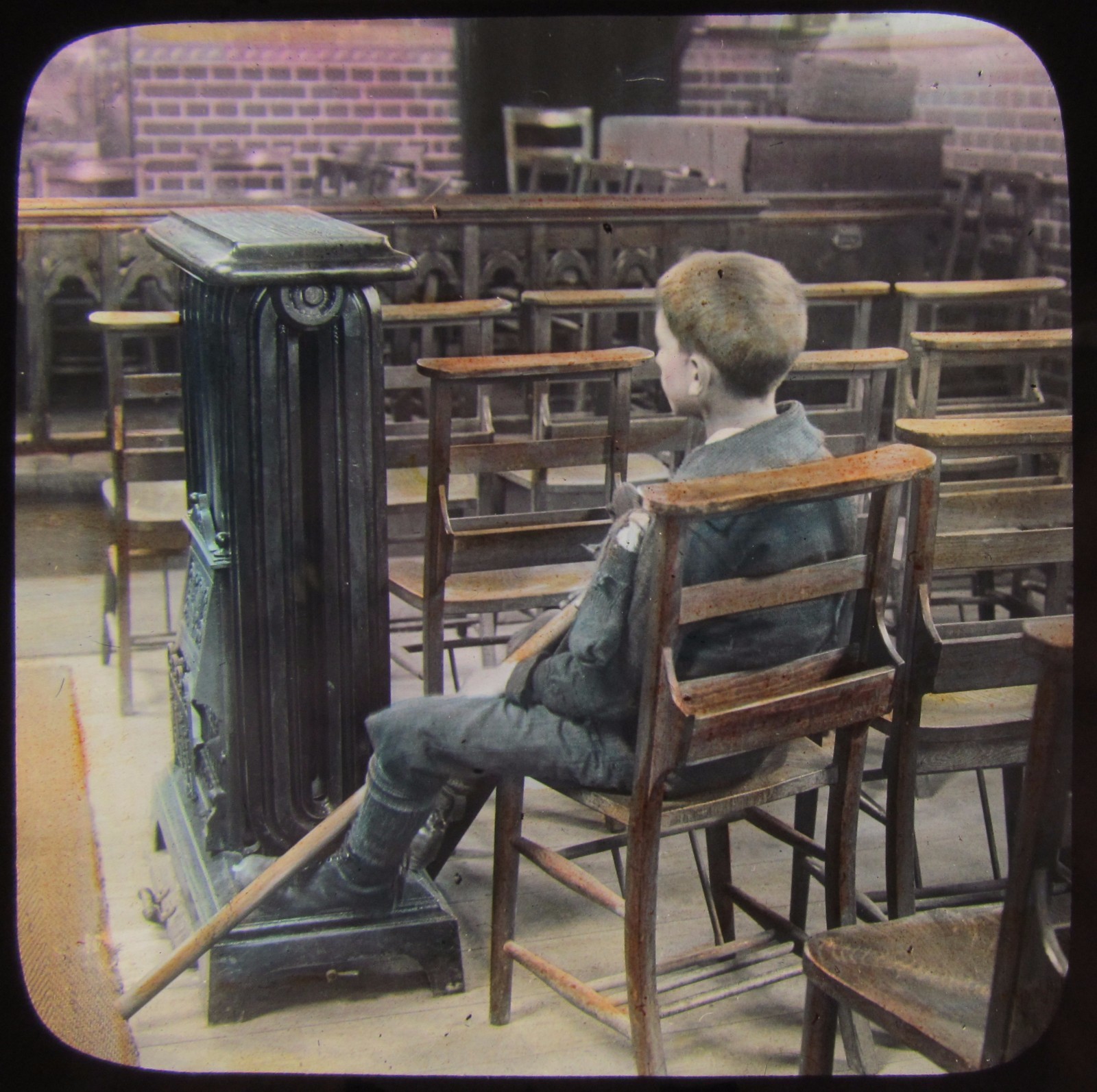Glass Magic Lantern Slide CRIPPLE TOM NO3 C1890 PHOTO VICTORIAN TALE BOY