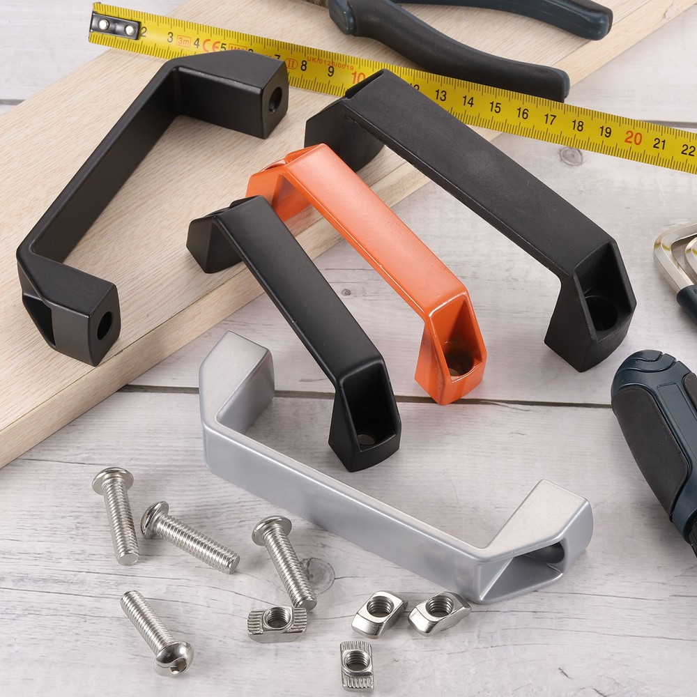 4 Pack Rectangular Pull Handle, 4.7" Hole Center Door Handle, Black