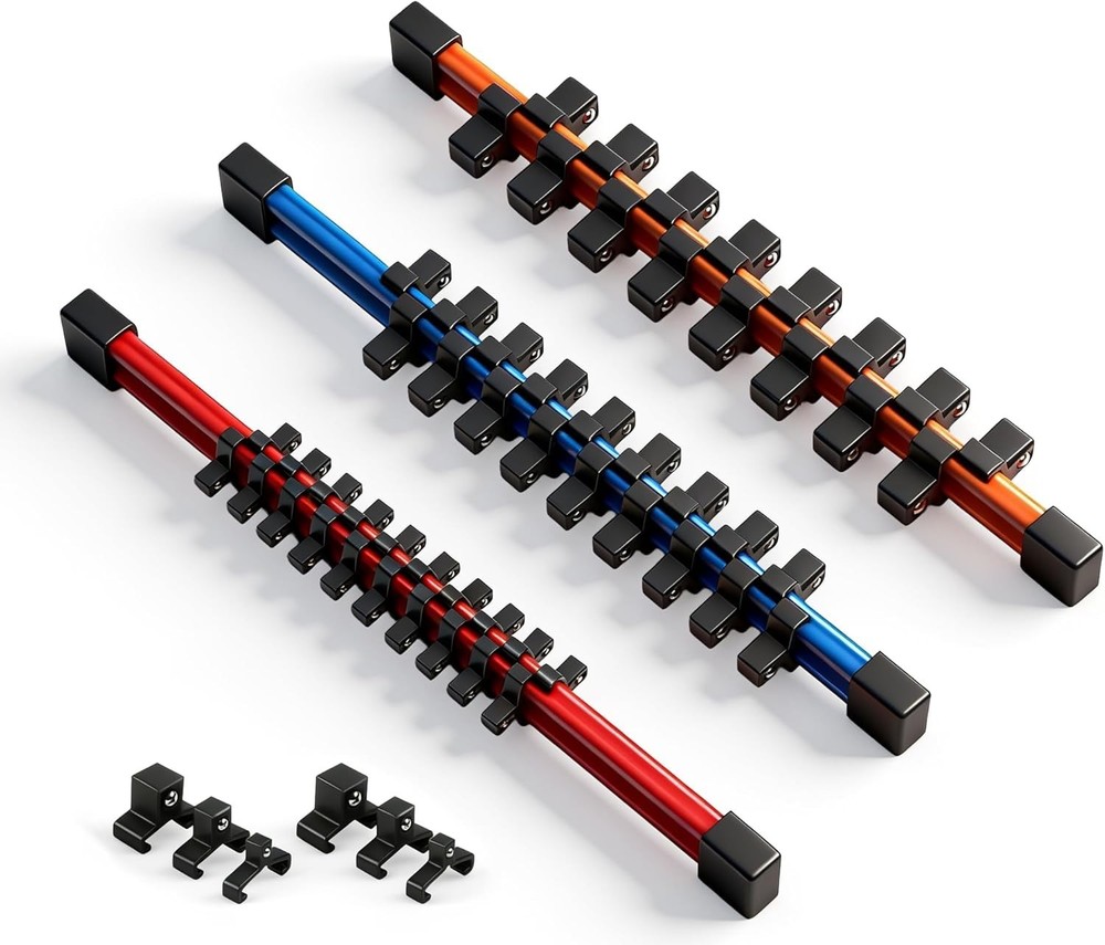 Efficient Tool Organization: 3Pcs Color-Coded Double-Sided Socket Holders
