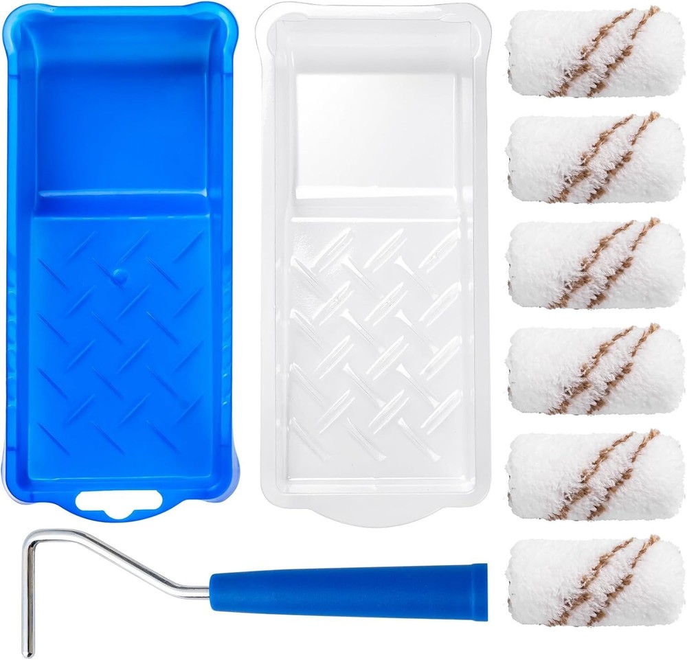 Compact Microfiber Paint Roller Pack - 9 Pieces for Effortless Home Renovation