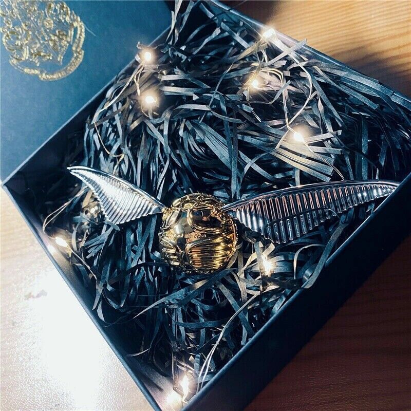Harry Potter Platinum Wing Golden Snitch Ring Box Jewelry Storage Necklace Chain