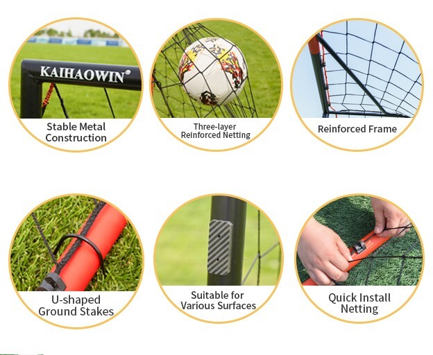 6'x4' Set of 2 Soccer Goal, Steel Frame Goal,Heavy Duty Metal Soccer Goals