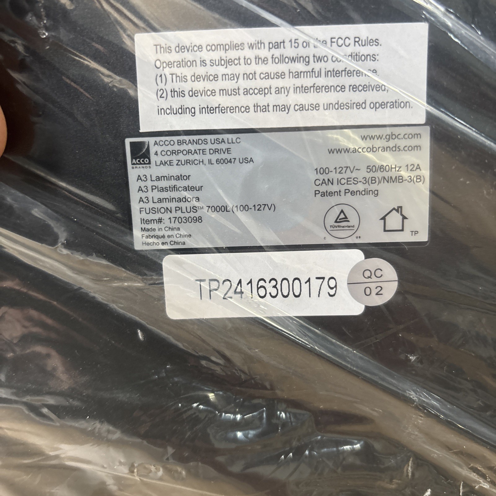 GBC 1703098 Fusion Plus 7000L 120V 12 in. Doc Width Thermal Pouch Laminator, NEW