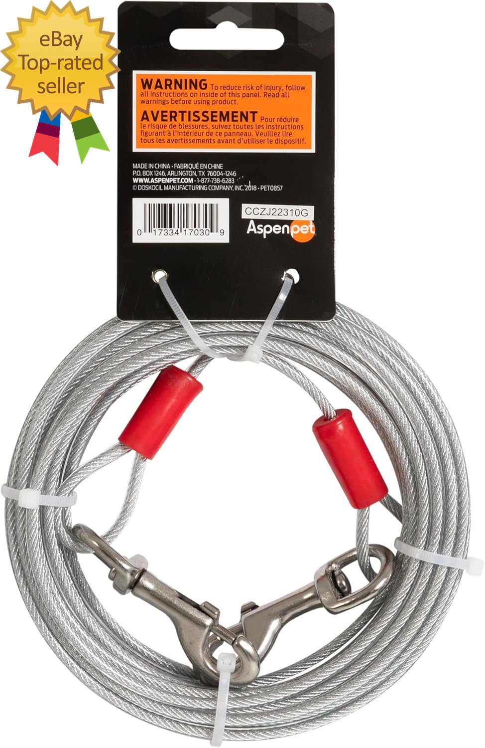 Dog Tie Out Cable 1700 Lbs Break Strength 30Ft Cable