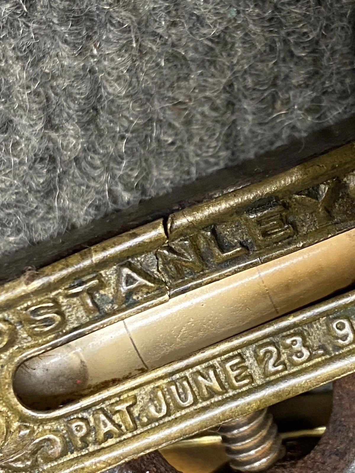 Vintage STANLEY No. 41 Cast Iron Square Level Brass Top Plate Pat June 23, 1896