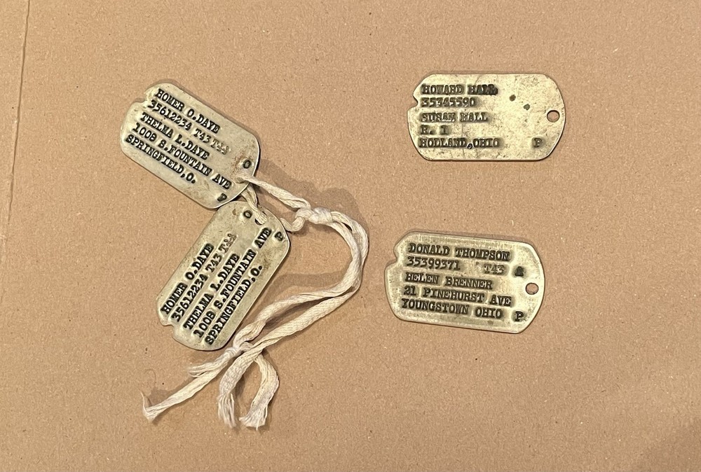 WWII WW2 Army dog Tags NOK Ohio Total of 4